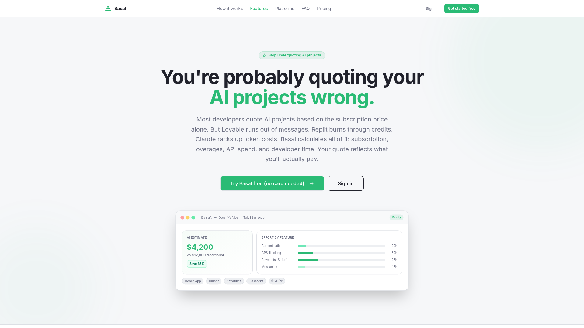 Basal — AI project cost estimator